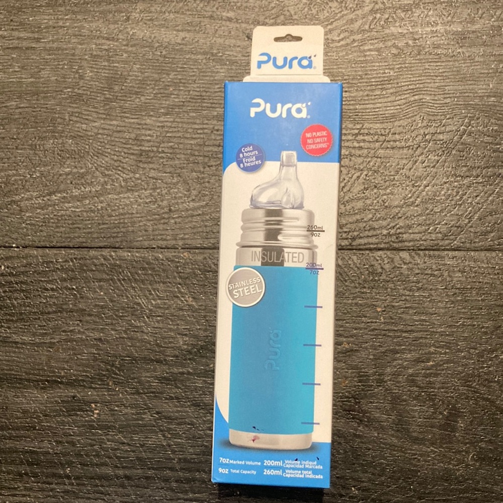 Pura insulated toddler sippy cup, blue, 9 oz